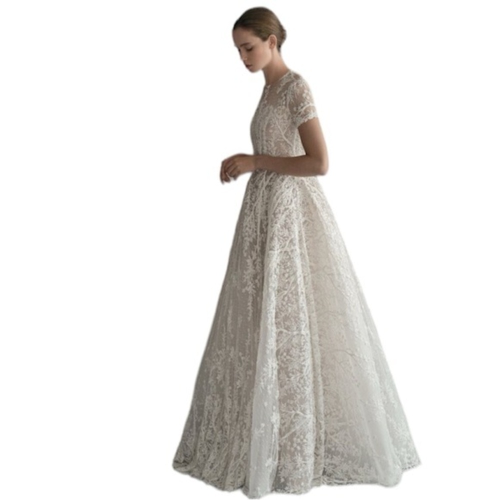 Vintage Wedding Dress Bridal Gown Lace Maxi
